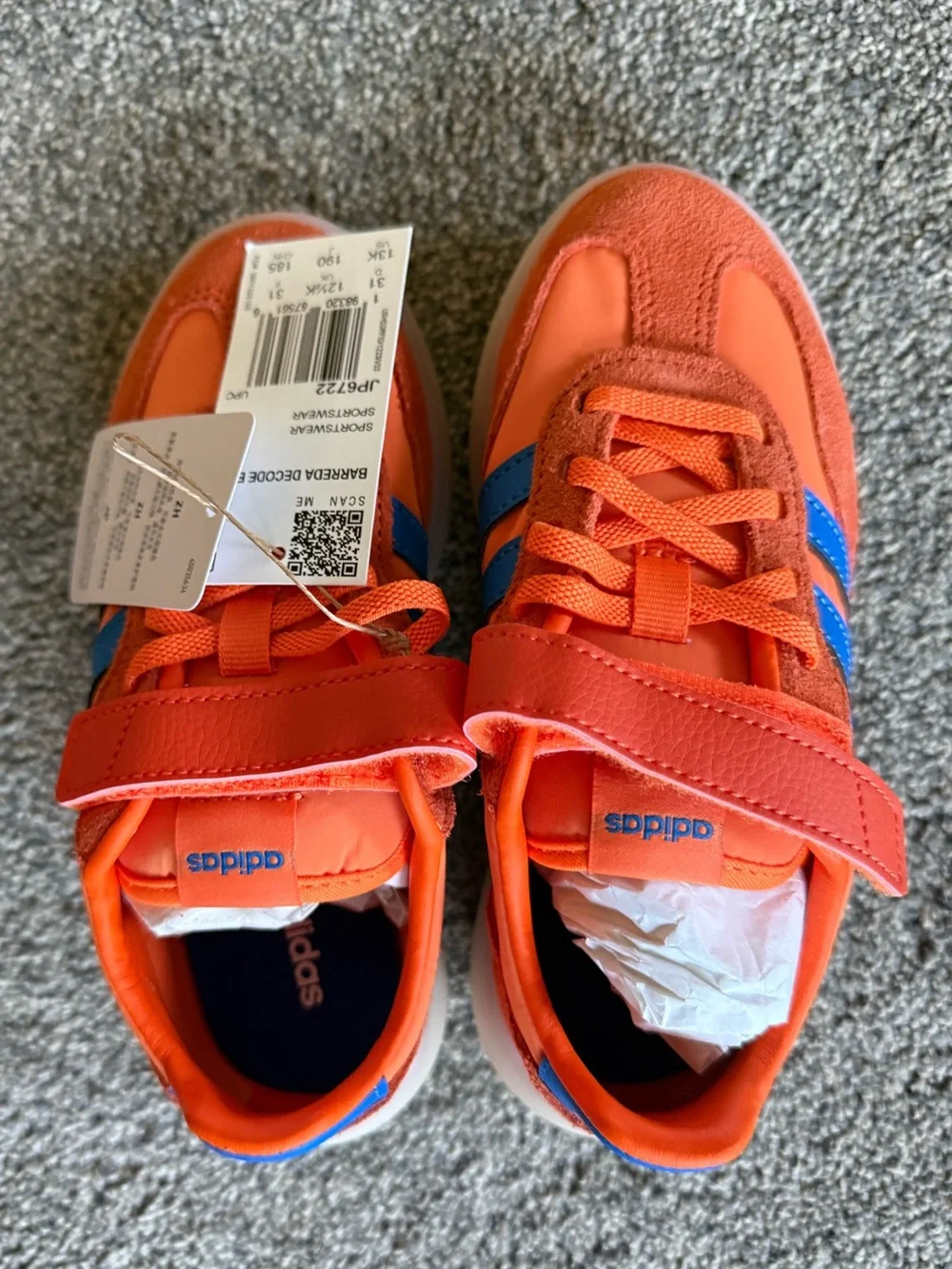 Adidas Kids Barreda Decode Shoes Size 13K  Orange Blue White NWT